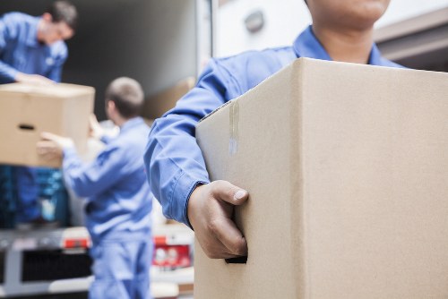 Students preparing boxes for a move in Battersea