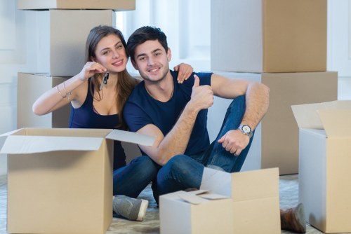 Furniture removals in Battersea on a busy residential street