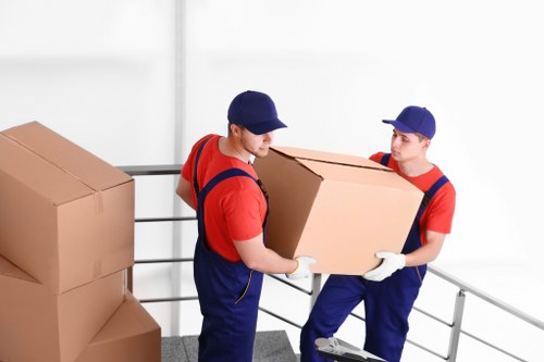 Moving team loading boxes for a Battersea removals service