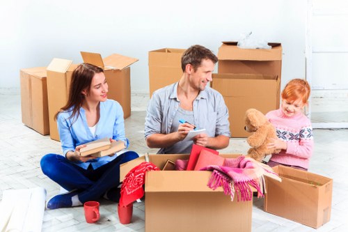 Family home move with a moving truck in Battersea