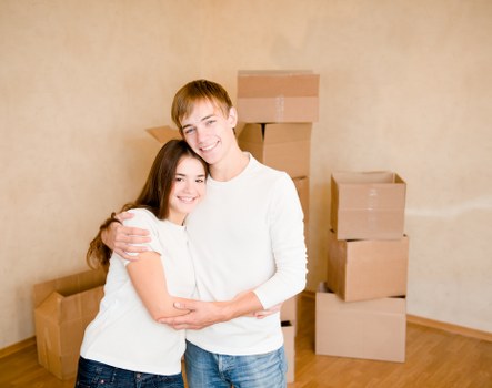 Moving truck and packed boxes prepared for Battersea removals