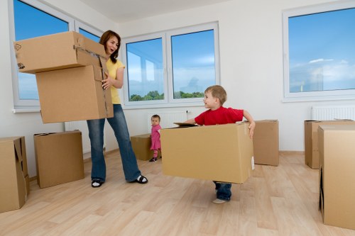 Careful packing and labeling boxes for a Battersea move