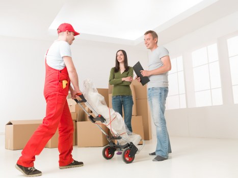 Residential moving logistics in Battersea street with removal van